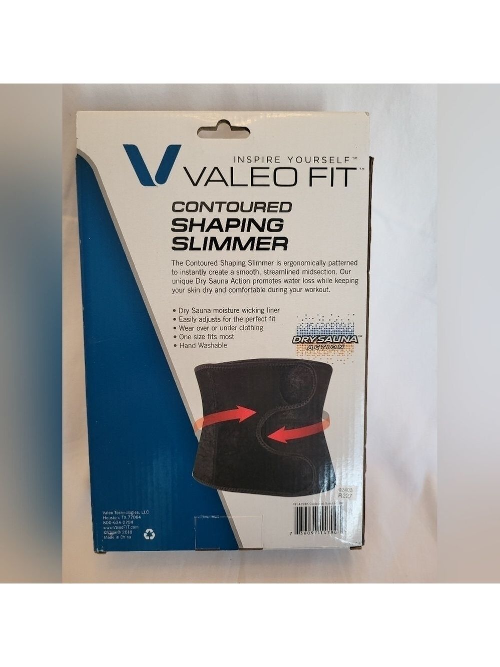 NIB Valeo Contoured Shaping Slimmer Belt with Moisture Wicking Comfort Lining